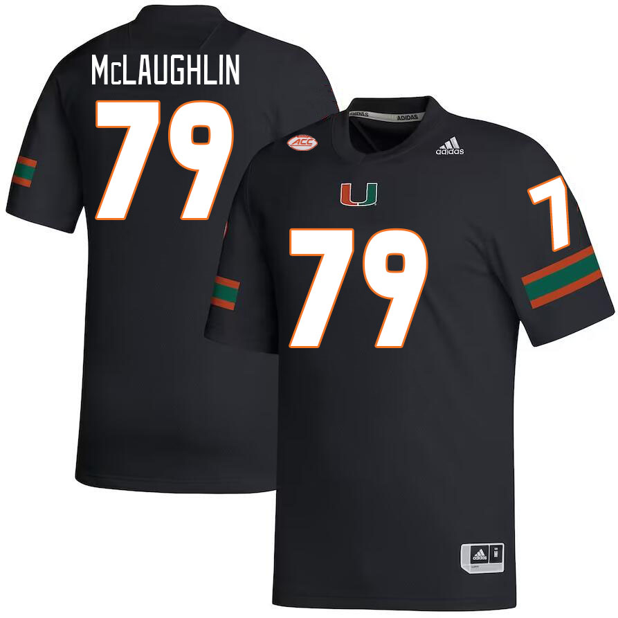 Men #79 Michael McLaughlin Miami Hurricanes College Football Jerseys Stitched-Black